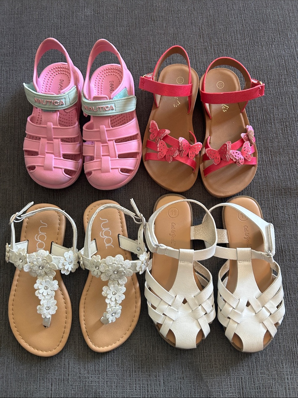 Girls Sandals and One Pair of Nautica Crocs